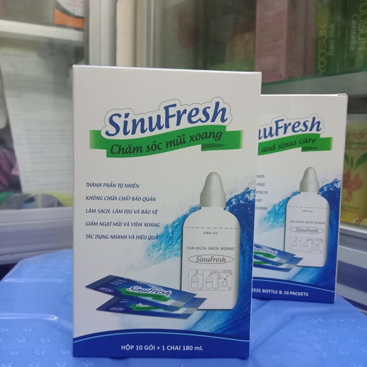 Bình rửa mũi SinuFresh tặng kèm 10 gói muối