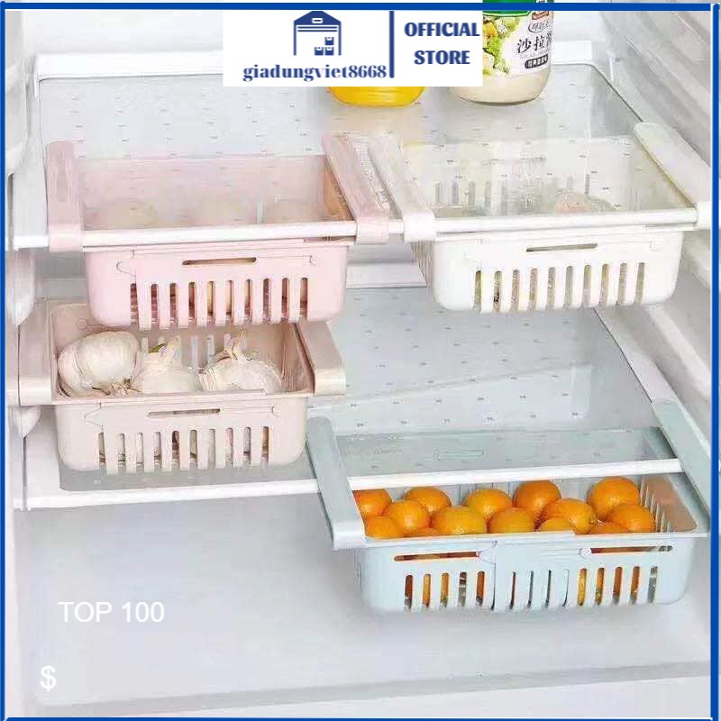 Khay rổ nhựa kéo giãn đựng thức ăn đa năng cho tủ lạnh - Khay nhựa chữ nhật - Khay nhựa đựng đồ - Đựng trái cây - Rau củ