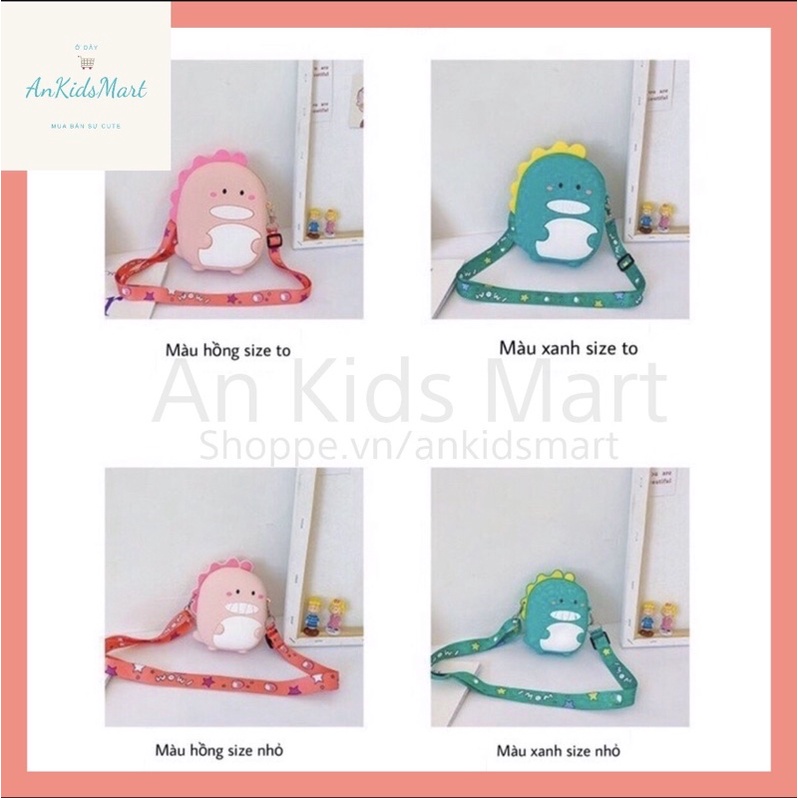Túi đeo chéo mini cho bé hình Khủng Long silicon dễ thương