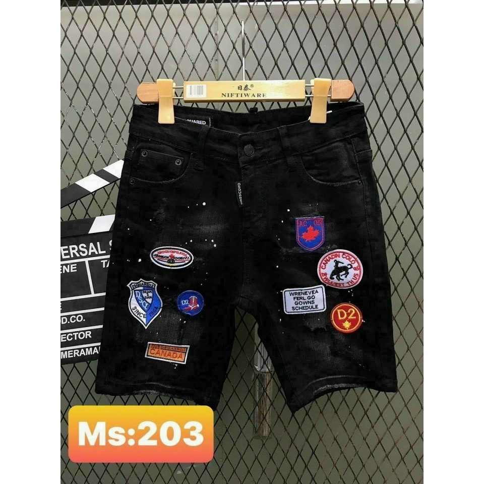 Quần short jean nam ngắn ngố đẹp,chất bò khóa kéo lệch thêu logo nhiều mẫu giá tốt