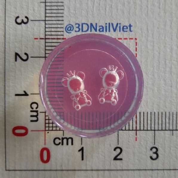 Khuôn charm 3dnail mini - Mẫu gấu bearbrick đội vương miệng.