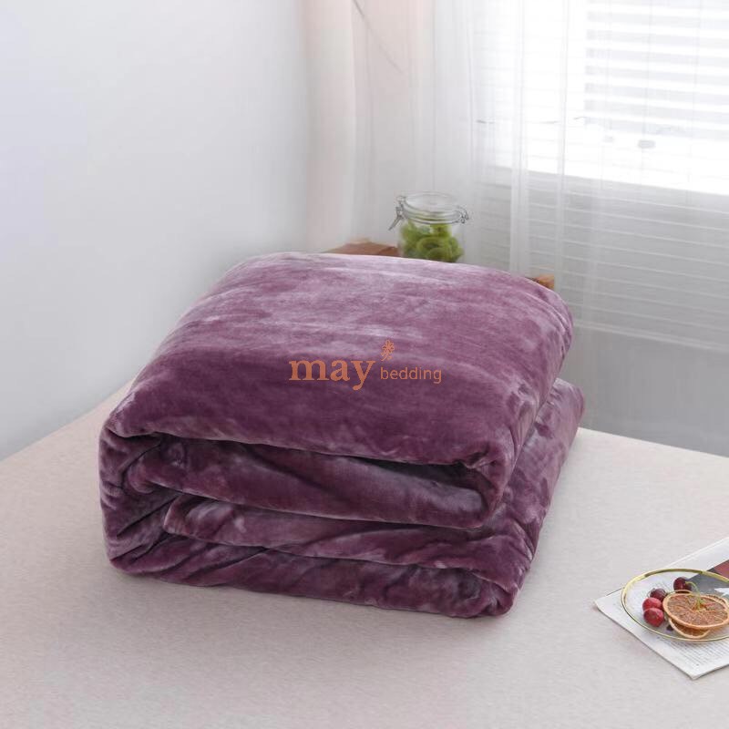 Chăn lông thỏ muji blanket 2 mặt màu tím