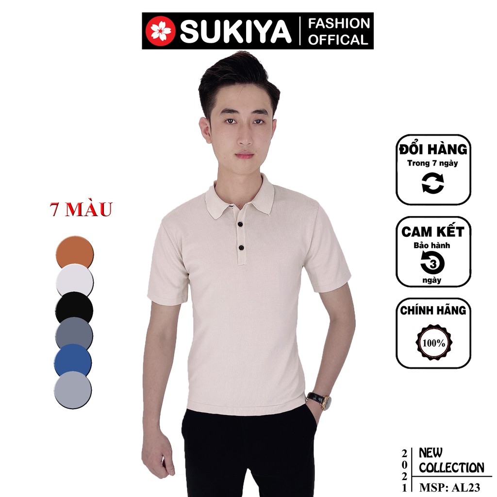 Áo polo nam SUKIYA dệt sợi cotton mềm mát dáng hàn quốc AL23