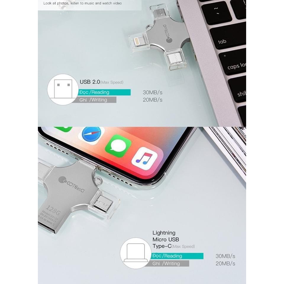 USB OTG - Đầu chuyển CoteetCi Memory , copy ảnh, video , nhạc cho IP , PC, các điện thoại Android