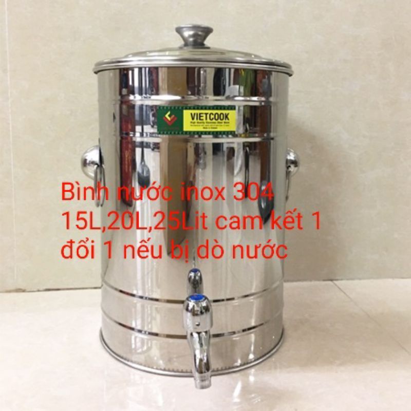 Bình nước Inox 304 vietcook cỡ 10,15,20,25 lít
