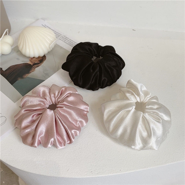 Dây buộc tóc satin bản lớn phong cách Hàn Quốc mùa hè