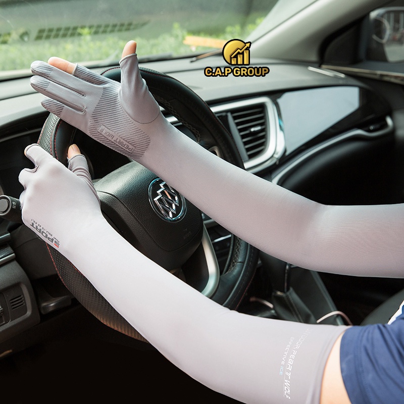 Găng tay chống nắng Nam Nữ bao ống tay dài hở ngón Thể thao đi lái xe câu cá-0VI8ii