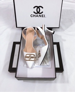 Sandal da mềm mũi nhọn khóa BB gót 6p