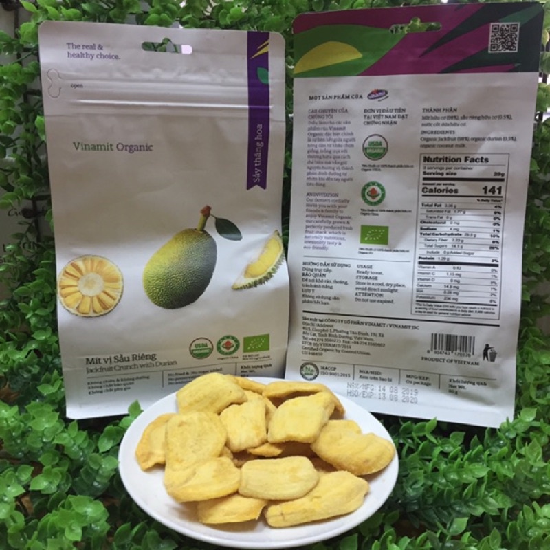 Mít sấy vị sầu riêng hữu cơ Vinamit 80gr