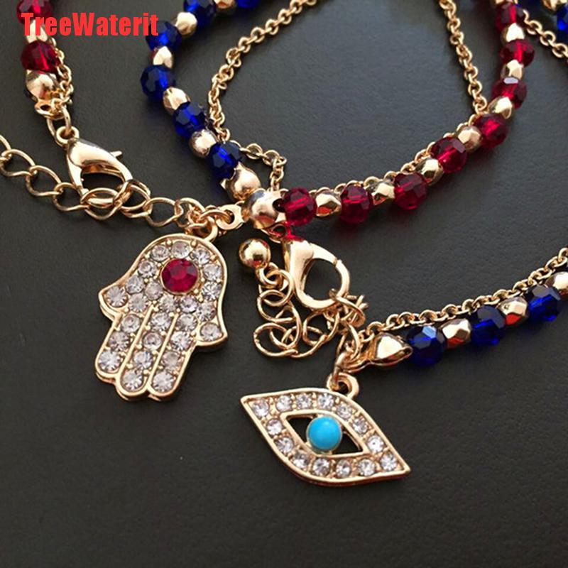 TreeWaterit Fashion Women Fashion Jewelry Charm Hamsa Hand Lucky Evil Eye Beads Bracelet