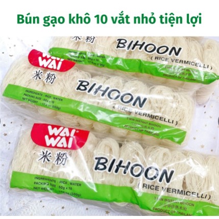 Bún Gạo Khô Wai Wai 500G - Nhãn Đỏ/Nhãn Xanh Chính Hãng Thái Lan