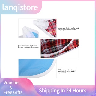 Lanqistore 3Colors Adult Waterproof Mealtime Bib Double Layer Elder Dinning Clothes Protector