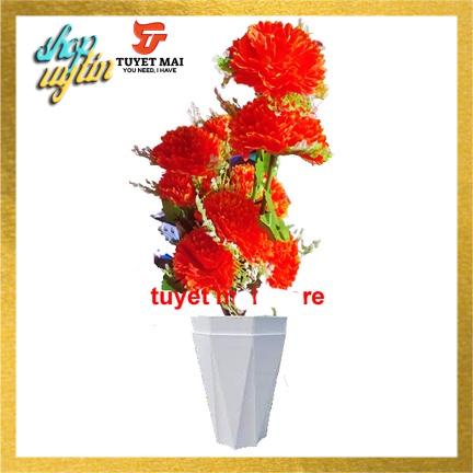 1 cành hoa vạn thọ giả để bàn trang trí tết đẹp 10 bông,hoa giả decor phòng khách, để bàn thờ, đi tảo mộ