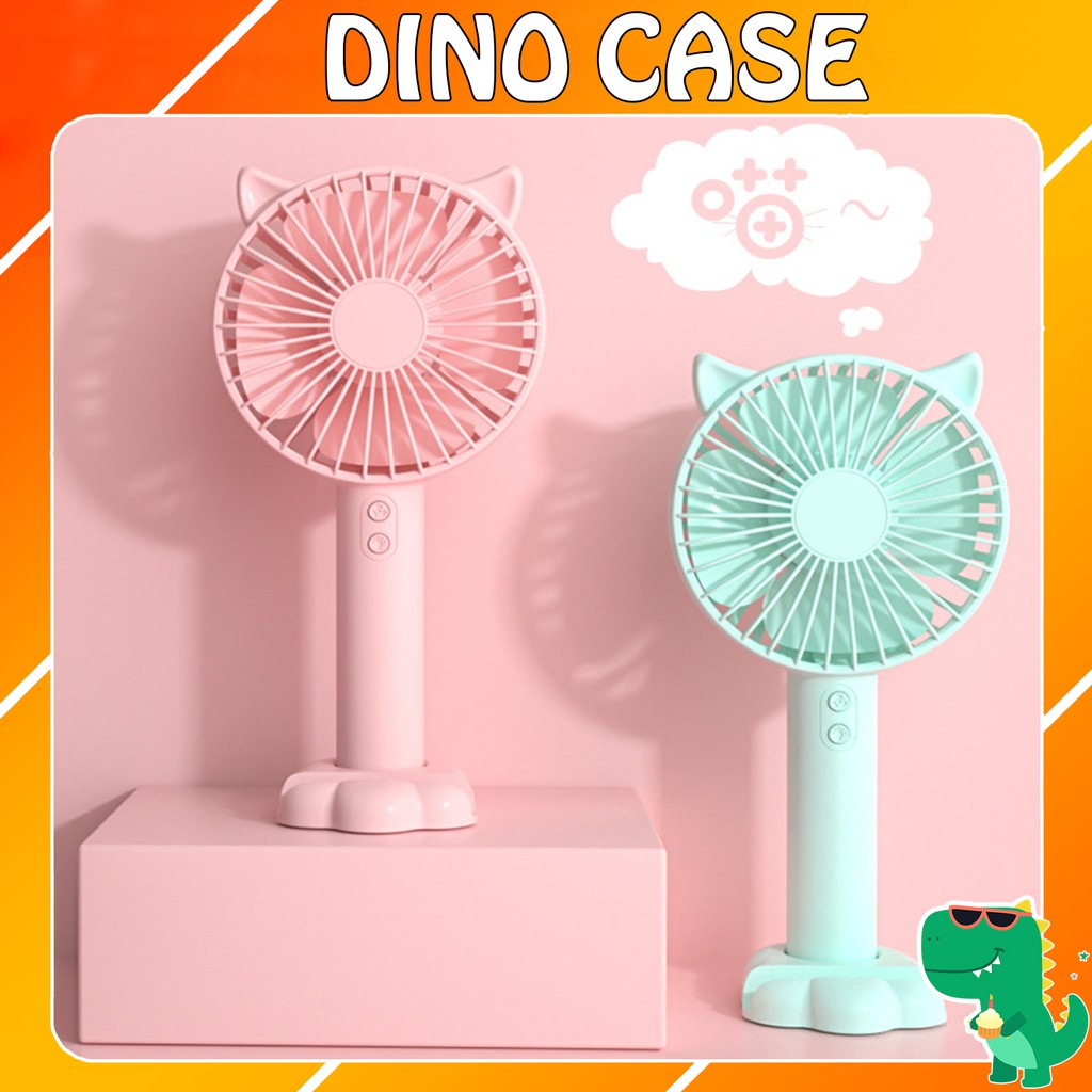Quạt mini cầm tay tiện dụng handy fan 3 tốc độ gió tai mèo cao cấp N10 có đèn led pin 1200mah | BigBuy360 - bigbuy360.vn