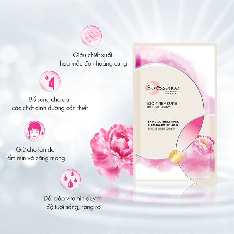 Mặt nạ dưỡng da tươi trẻ Bio-Essence mẫu đơn hoàng cung 20ml