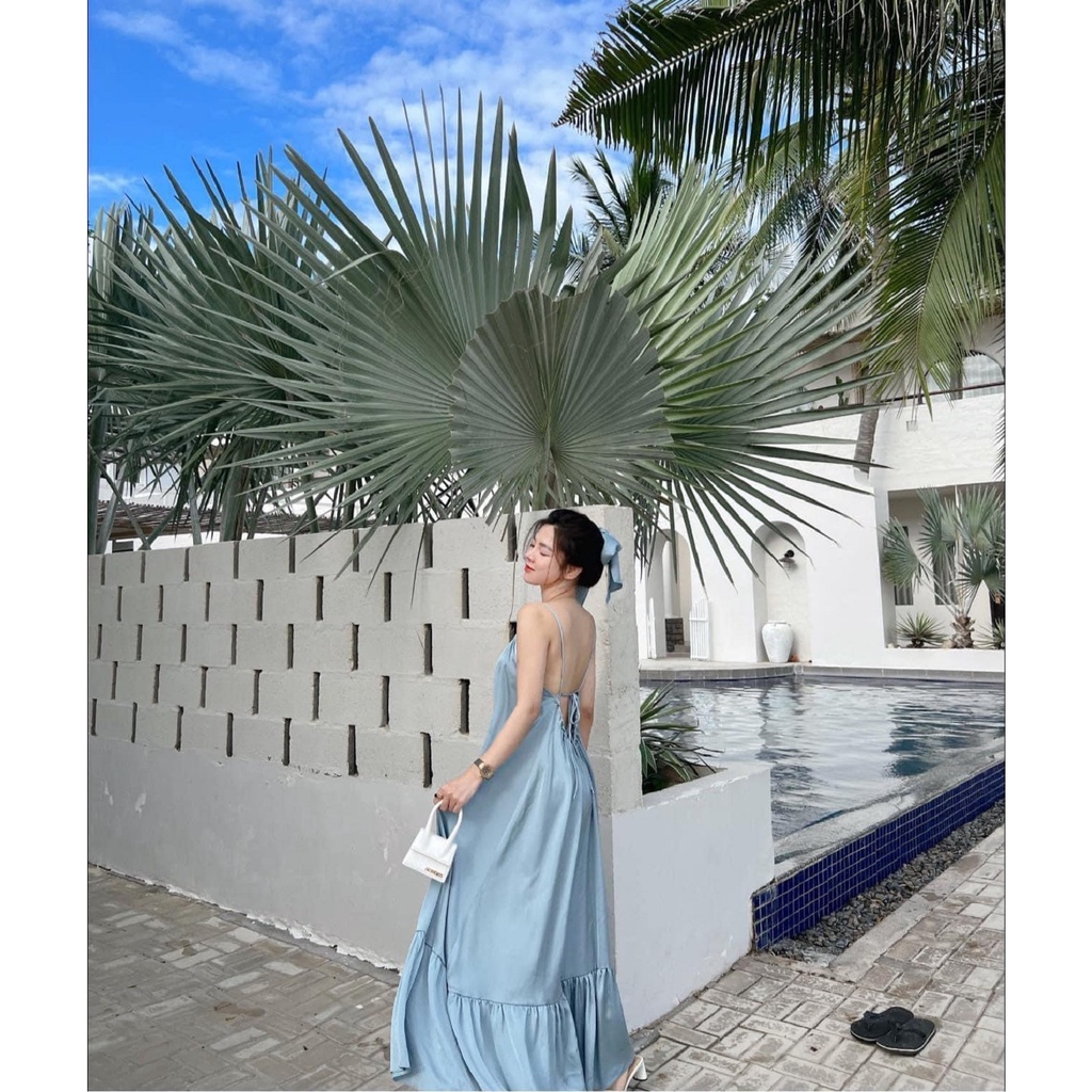 Váy maxi 2 dây hở lưng kèm turban V680 SUSTORE
