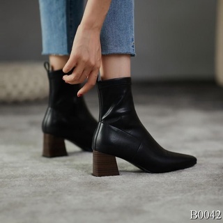 Giày bốt nữ - Boots da lửng gót vuông 6p quảng châu cao cấp loại 1Video ảnh thật