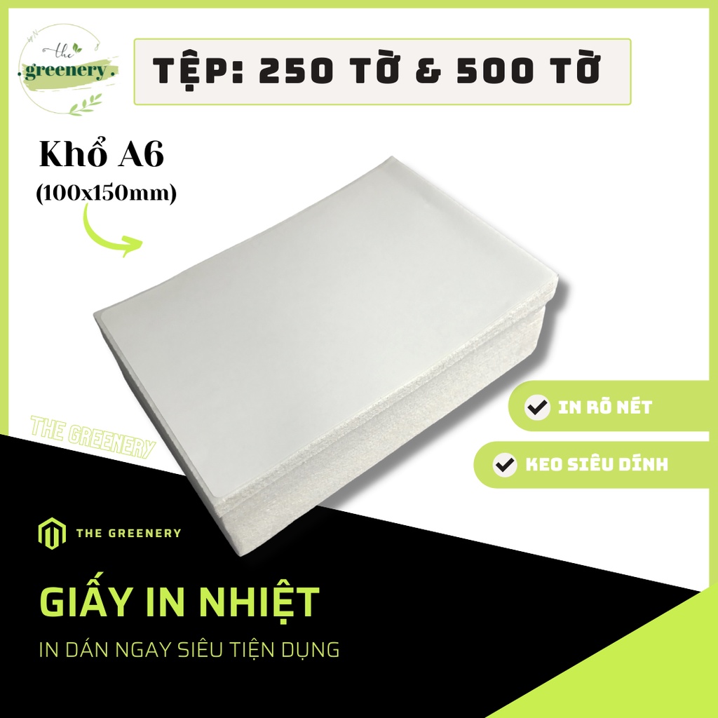 COMBO 10 SẤP Giấy In Nhiệt Khổ A6(100x150mm) 500 Tờ -3 lớp tự dán chống nước - In Đơn Shopee TMĐT sử dụng máy TG-S108