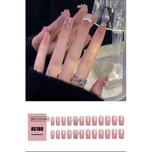 Nail box-24 móng có đính đá dễ dàng sử dụng tặng kèm keo