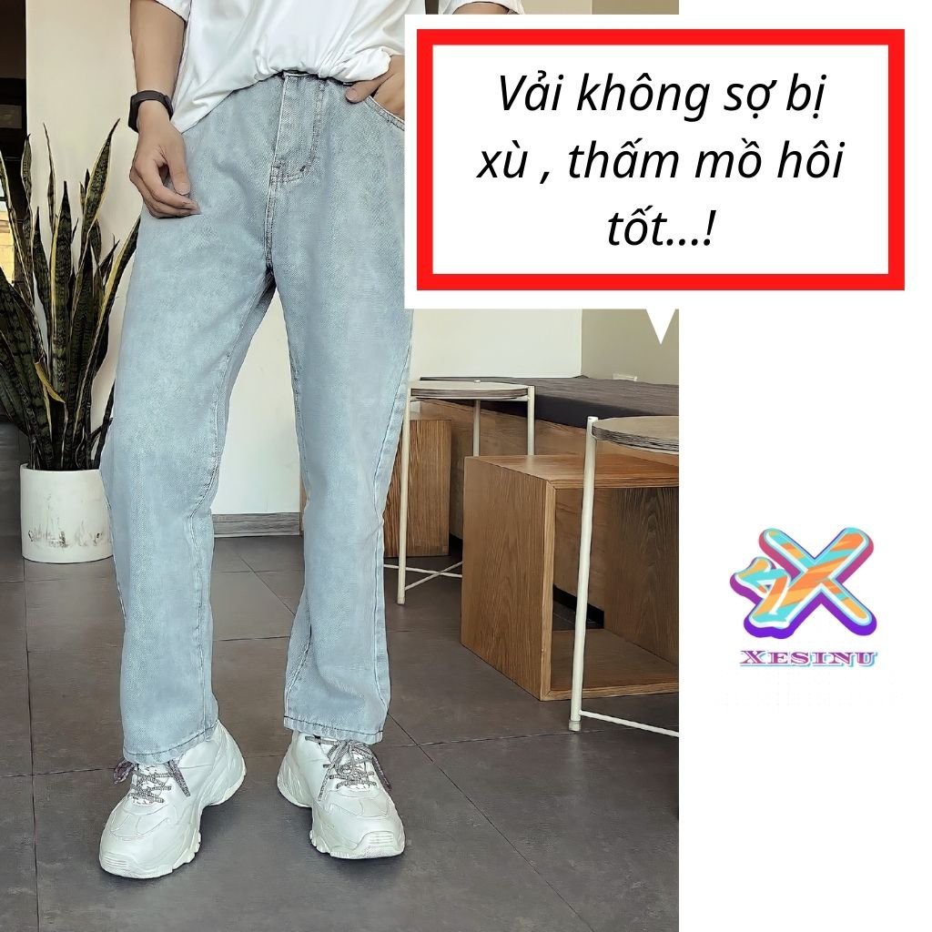 Quần Baggy Nam, Jeans Ống Rộng Ống Suông Xanh Mới Jeans Baggy