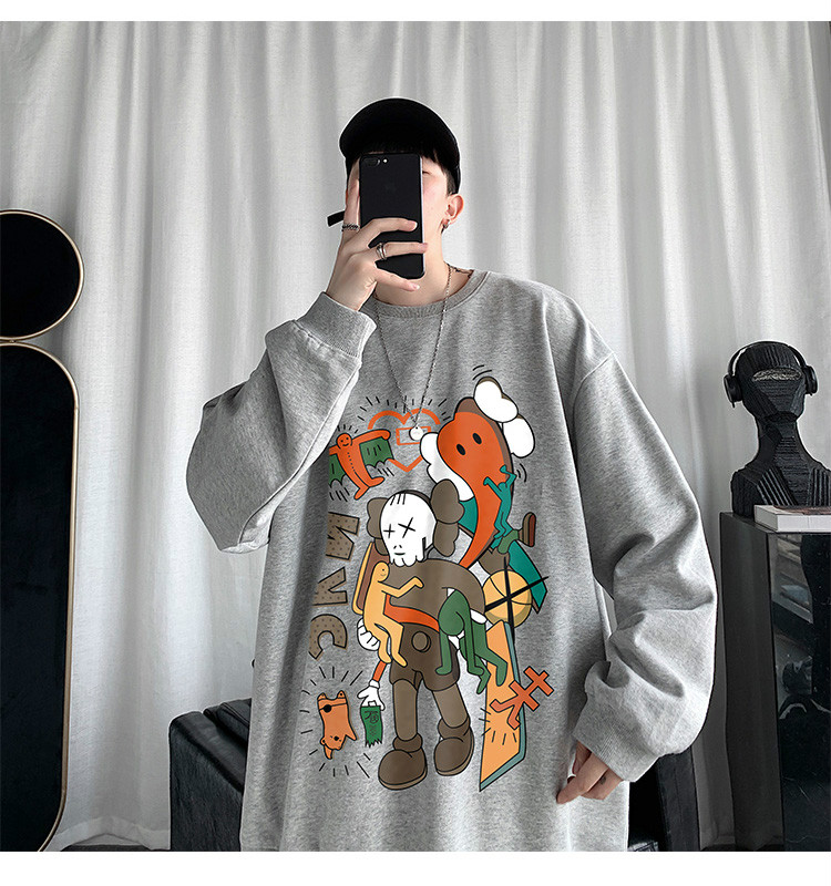 Áo ấm tay dài dáng rộng cổ tròn cá tính cho nam | BigBuy360 - bigbuy360.vn