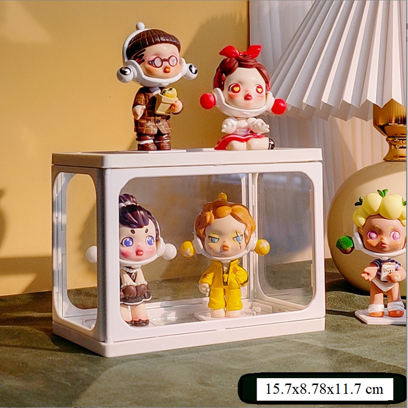 Hộp đựng trưng bày mô hình búp bê nước hoa bằng thủy tinh viền nhựa