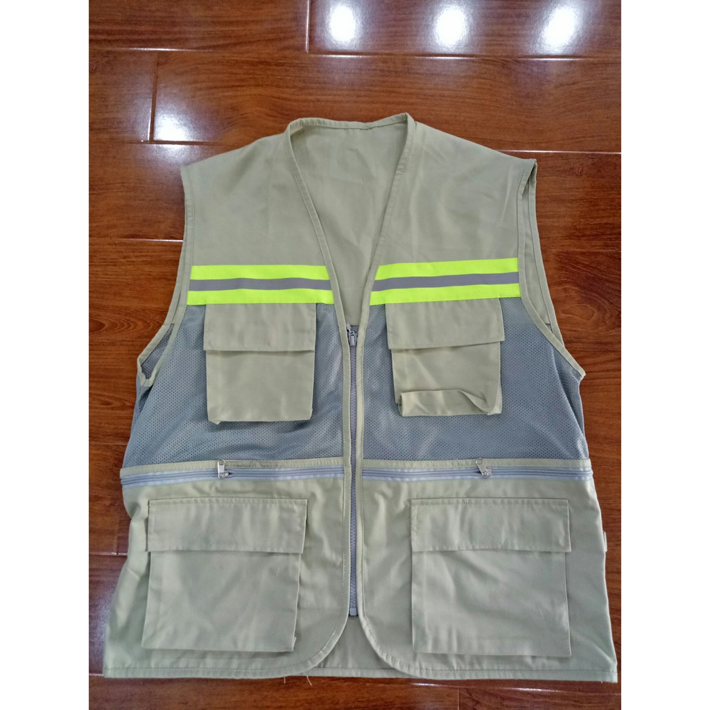 Áo ghi lê kaki phối lưới 1 kéo, 3 kéo - hình thật