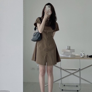 Váy sơ mi kaki mềm chun lưng