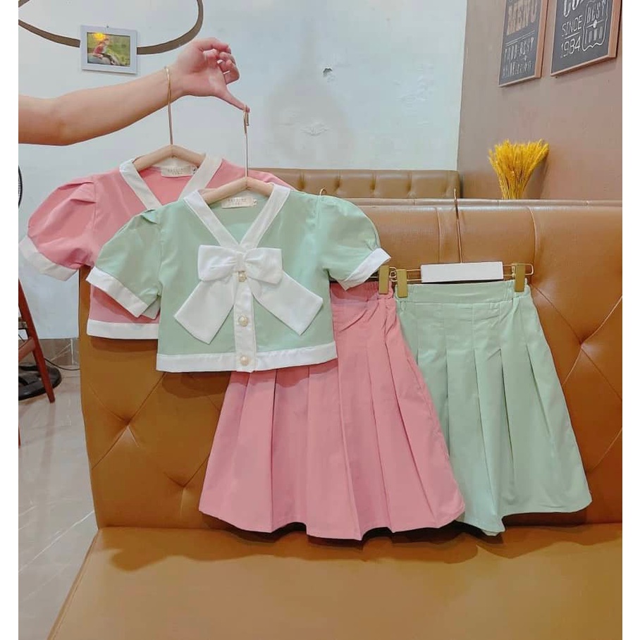 Sét váy nơ lạ mắt cho bé gái 20-33kg