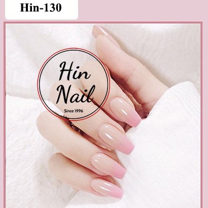 móng giả kèm keo dán form dài màu hồng phớt cánh sen Hin Nail