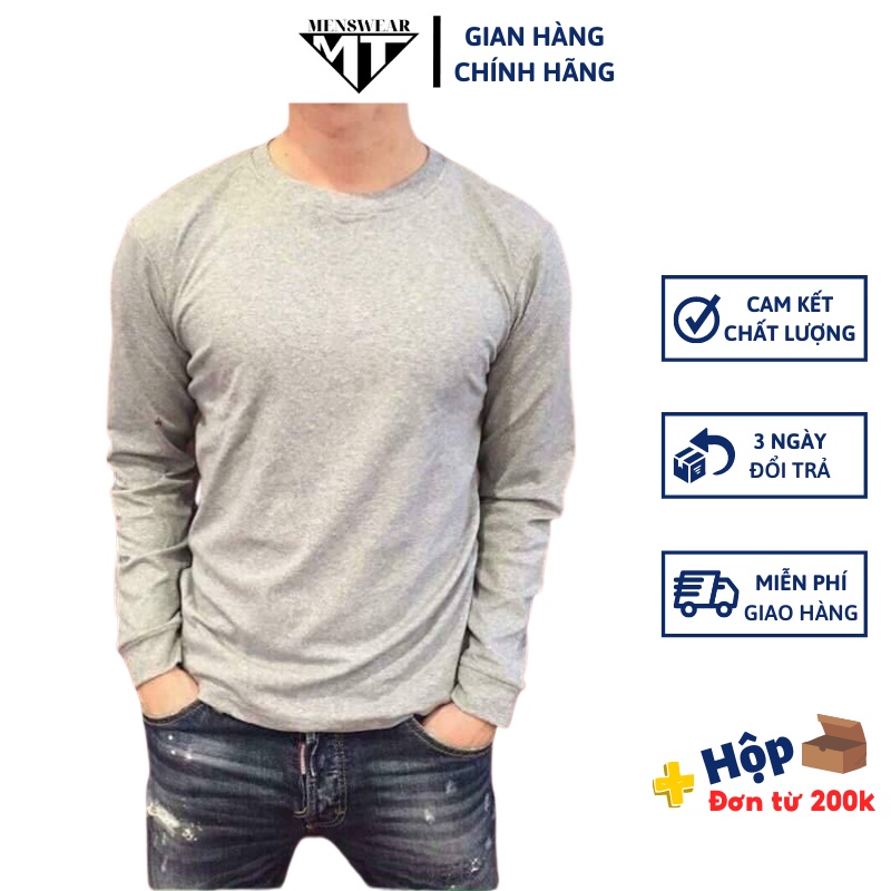 Áo thun cổ tròn dài tay, áo giữ nhiệt cho nam THE MT Chất cotton co dãn