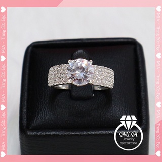 Nhẫn bạc ý 925 cao cấp hột mỹ nhân tạo Mã N020