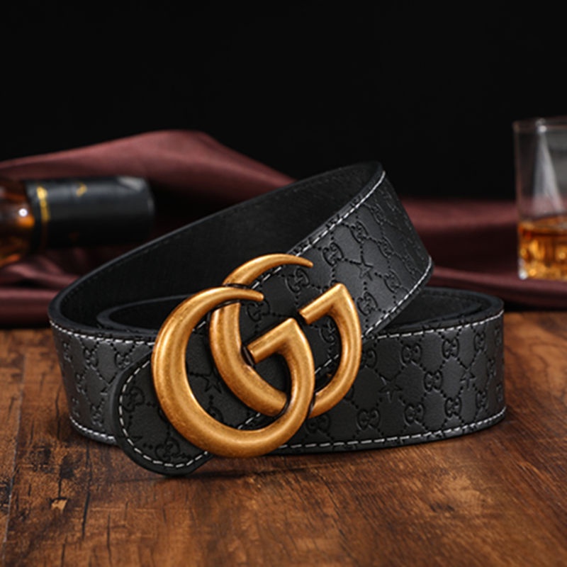 Thắt lưng da Nam, Dây lưng Nam GG trẻ trung phong cách, dây dập nổi logo dễ phối đồ - Có bảo hành