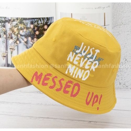 Mũ bucket thêu hình chữ Just Never Mind Nón tai bèo siêu hot thời trang cao cấp form unisex nam nữ Bk23