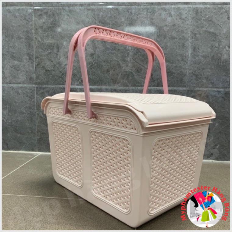 Rổ đựng đồ đi đẻ, làn nắp 2604 nhựa Việt Nhật, rổ đựng đồ có quai đi đẻ, rỏ xách đựng đồ