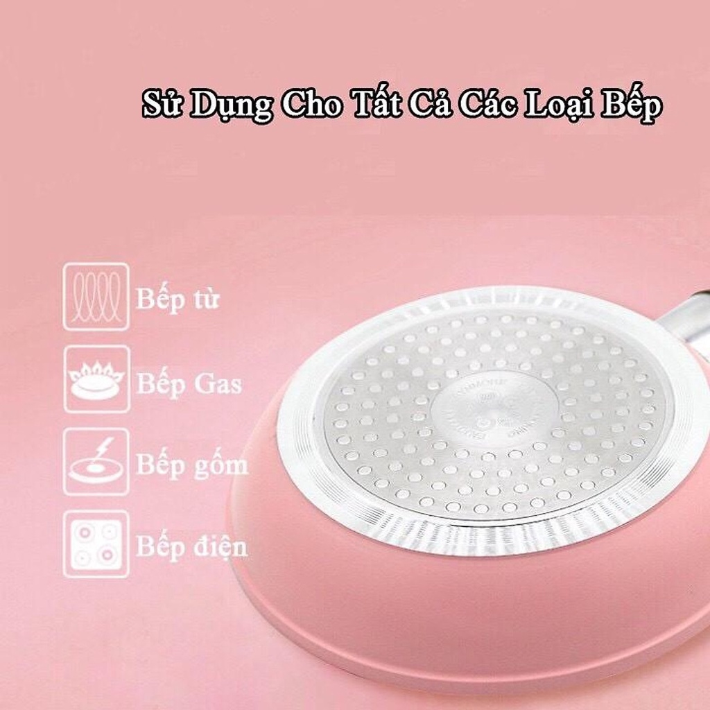 Chảo chống dính phủ đá hoa cương 16cm Fringpan, đáy từ, cán gỗ cao su bền chắc, dùng được mọi loại bếp