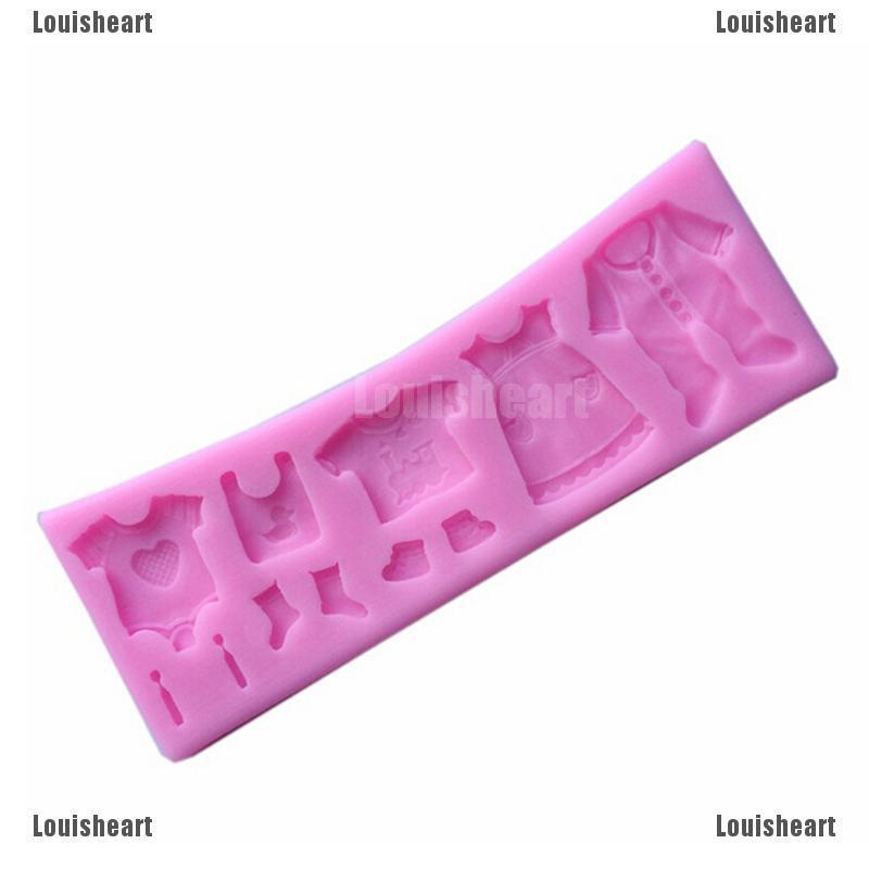 Khuôn fondant bằng silicone dùng làm bánh đường trang trí với họa tiết quần áo em bé