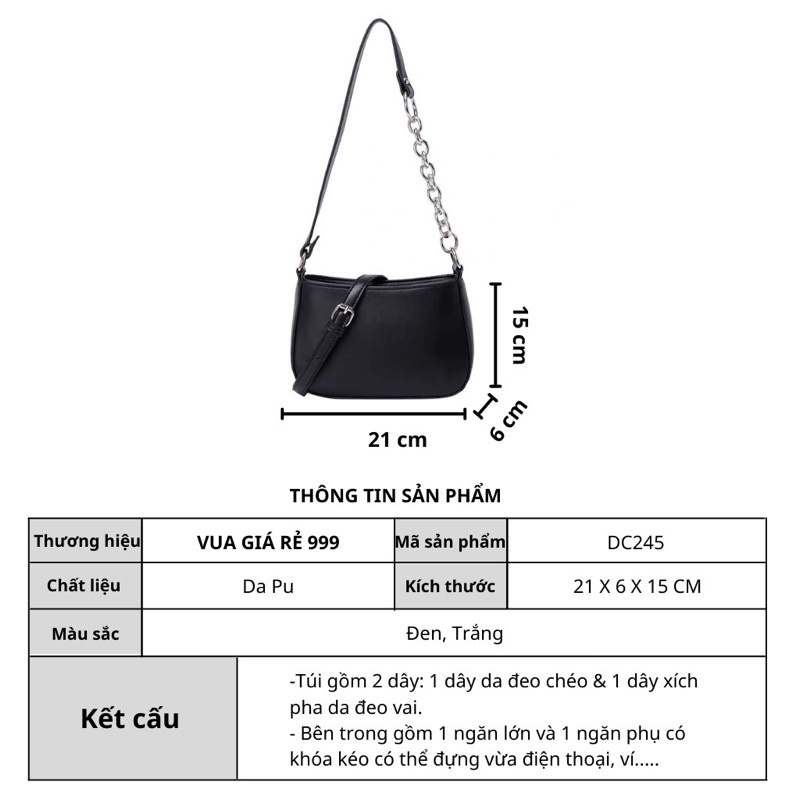 Túi Xách Nữ Đeo Chéo Túi Kẹp Nách Đeo Vai Da Mềm Trơn