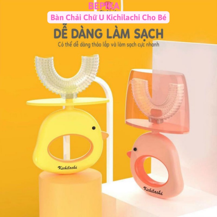 Bàn chải Silicone chữ U hình Vịt Hãng Kichilachi cho bé
