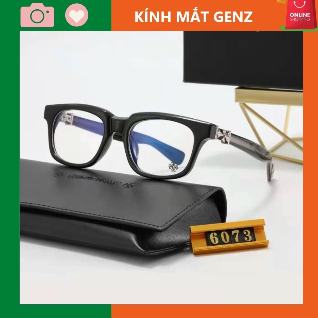 Gọng kính cận Chrome hearts vuông xuất xịn nam nữ , thiết kết tỉ mỉ sắc nét chân cốt kim loại bền đẹp