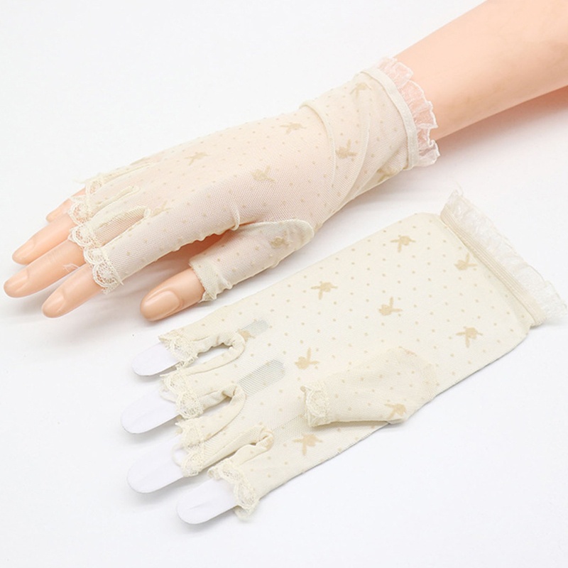 Găng Tay Ren Hở Ngón Xinh Xắn Cho Nữ