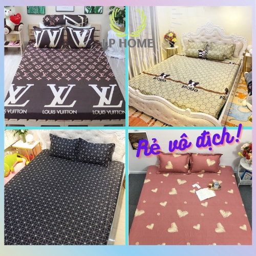 Ga giường cotton poly thay thế vải nhập hàng loại 1 cao cấp dễ thương màu sắc nét - Bo chun miễn phí 1m2/1m6/1m8 | BigBuy360 - bigbuy360.vn