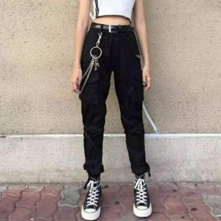 Quần jogger kaki túi hộp ,dây xích lá thập paint box unisex basic