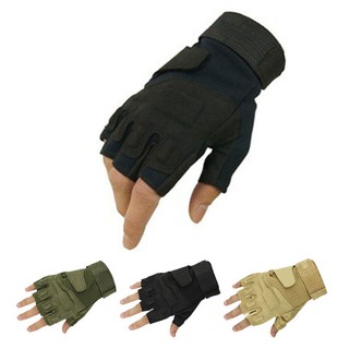 [Rẻ vô địch] Găng tay đi phượt tập Gym Black Hawk ngón cụt đen