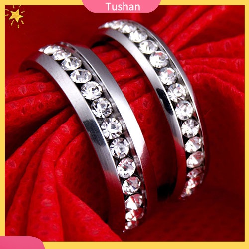 Nhẫn Titan đính đá phong cách người tush _