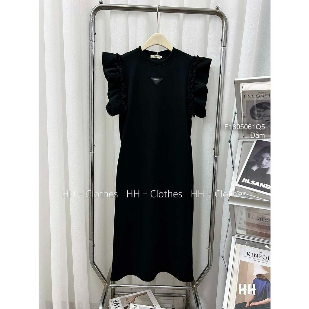 Đầm maxi ba lỗ pha thô dáng xòe rút eo