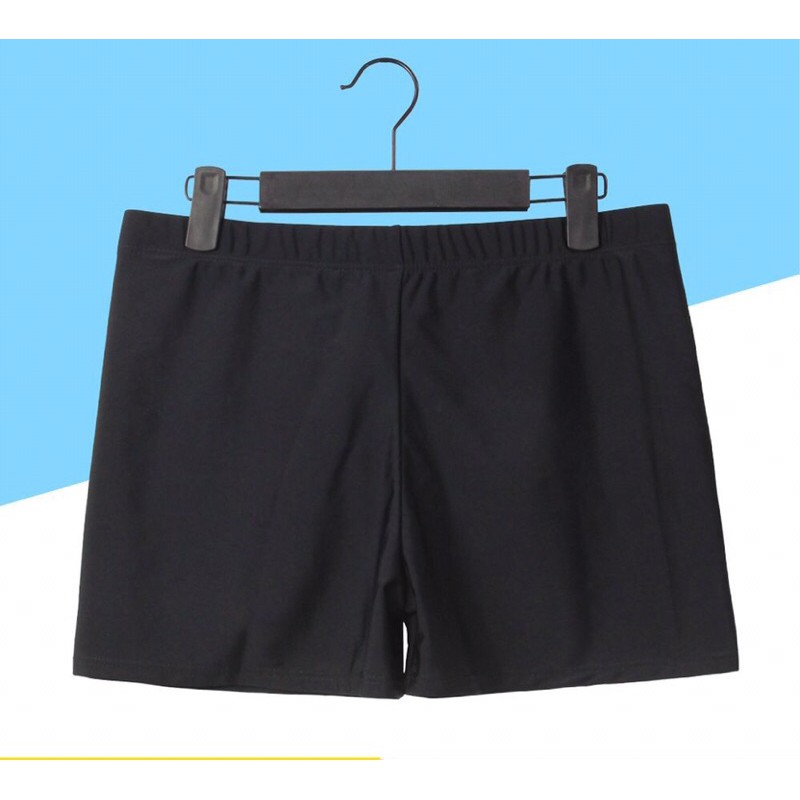 Quần Bơi Đùi Nam Đen Trơn Thun Co Giãn 4 Chiều Free Size Từ 50-65kg (Có Dây Rút Điều Chỉnh) Free Size Từ 50-65kg | BigBuy360 - bigbuy360.vn