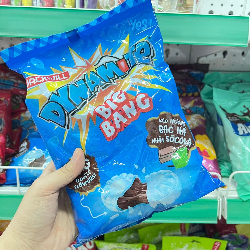 Kẹo Dynamite Bigbang vị tăng lực dâu, bạc hà socola gói 330g