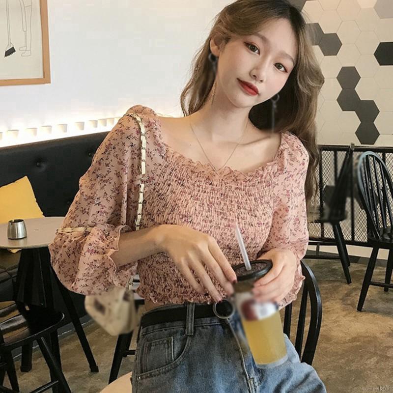 Áo Voan Hoa Tay Ngắn Thời Trang Dành Cho Nữ