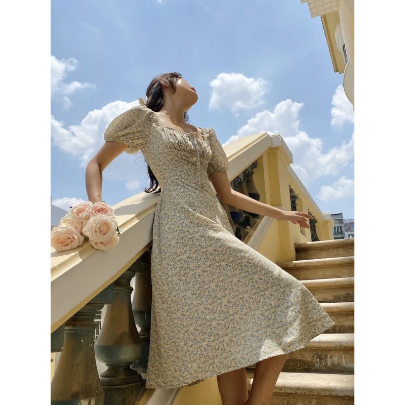 Peony Dress - Đầm họa tiết hoa nhí xẻ tà - Thiết kế bởi IAMCOCO OFFICIAL